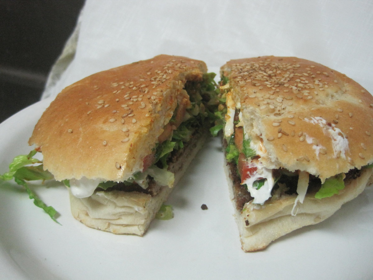 Torta, cut in half