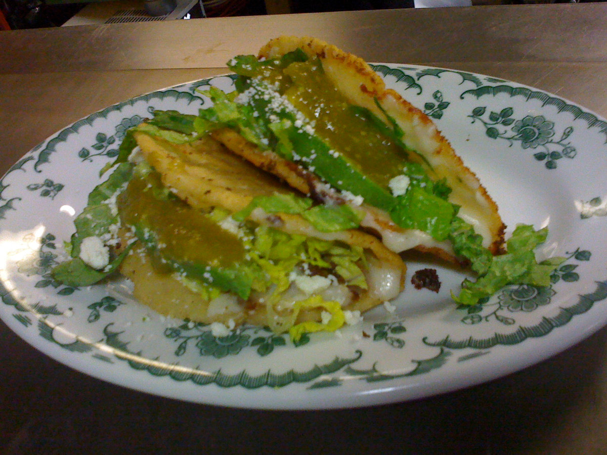 Quesadilla with salsa verde and queso fresco